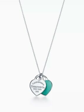 Authentic Tiffany & Co. Silver Necklace with Turquoise Heart Tag